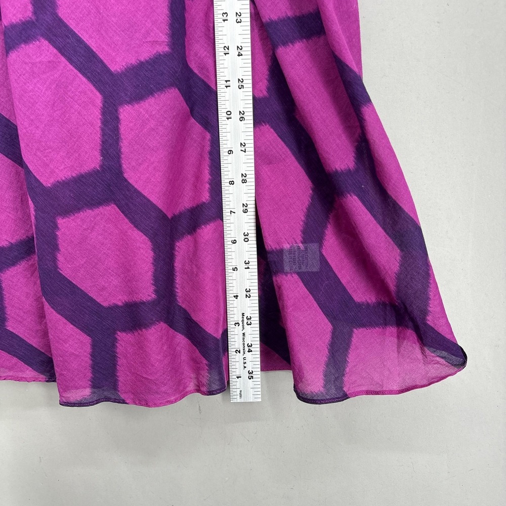 Tibi Dress Small Pink Geometric Cotton Sleeveless V-Neck Strappy Swing Short - Picture 8 of 10
